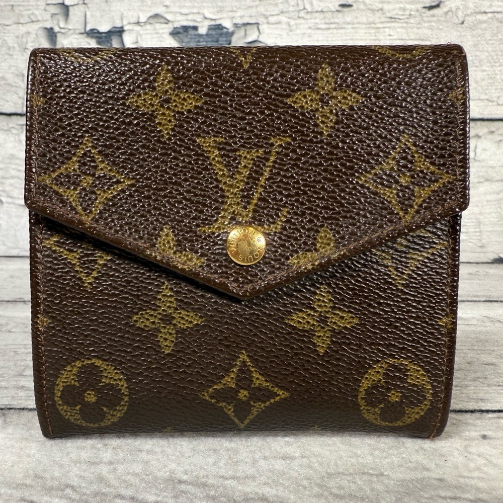 Louis Vuitton Portefeiulle Elise Trifold Wallet Monogram Canvas Leather